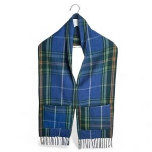 Patrick King Woollen Mills Merino Wool Tartan Plaid Pocket Scarf W1962